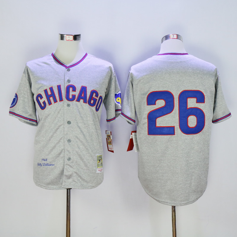 Men Chicago Cubs #26 Williams Grey Throwback 1968 MLB Jerseys